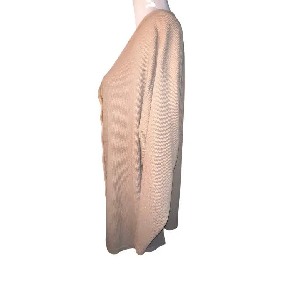 Venezia Jeans women 26/28 waffle knit velvet tan‎ cardigan Y2K Bohemian office